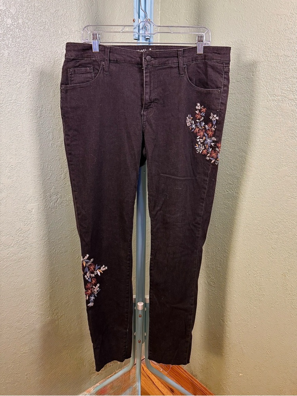 Mossimo Supply Co. Black Skinny Jeans with Floral Embroidery